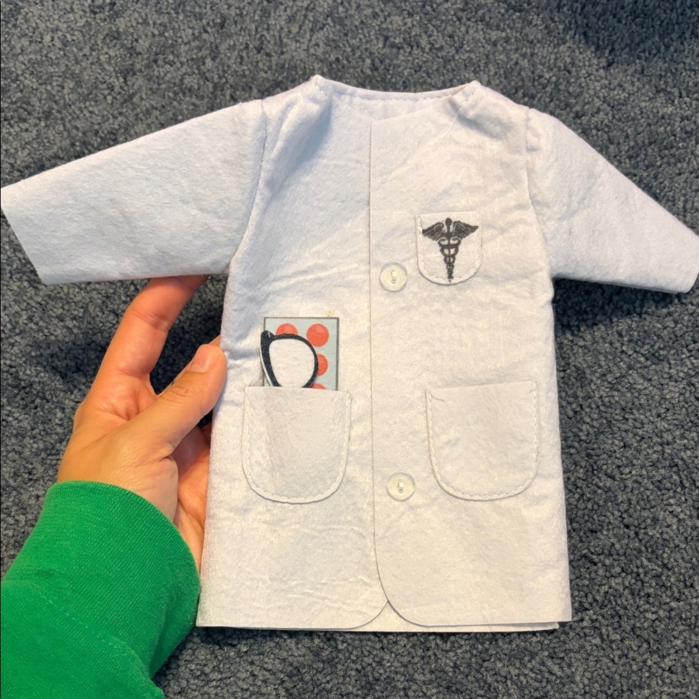 White Doll Doctor Coat or for a wine bottle